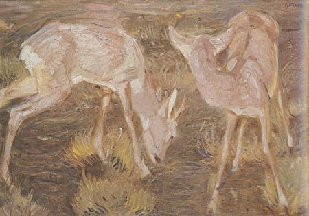 Franz Marc Deer at Dusk (mk34) France oil painting art